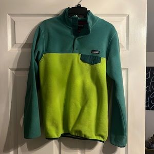 Patagonia Synchilla Teal and Green Snap Pullover Fleece